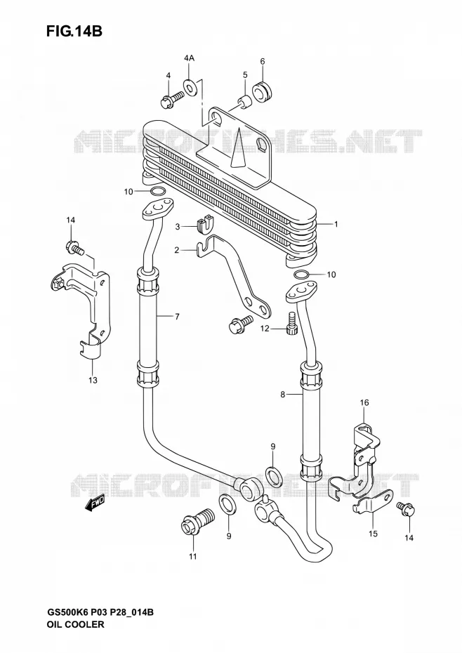 RADIATEUR D'HUILE (GS500F) Suzuki MOTO 500 GS-E 2005  GS500 K5/GS500F K5 (P03,P28,P33)
