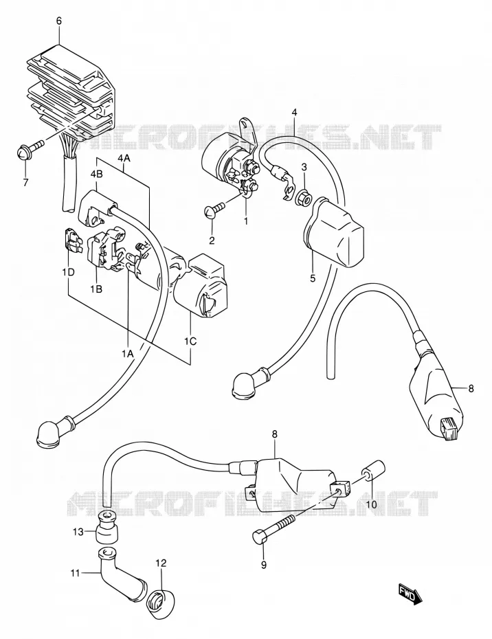 PARTIE ELECTRIQUE Suzuki MOTO 500 GS-E 1994  GS500E R/GS500EU R (E02,E04,P09,E18,E21,E22,E24,E25,E34,E37,E39,E53)