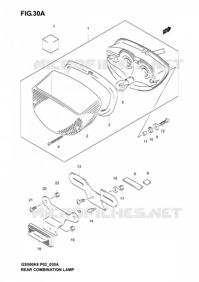 FEU ARRIERE (MODELE K4/K5/K6) Suzuki MOTO 500 GS-F 2005  GS500F K5 (P02,P19,P24,P54)