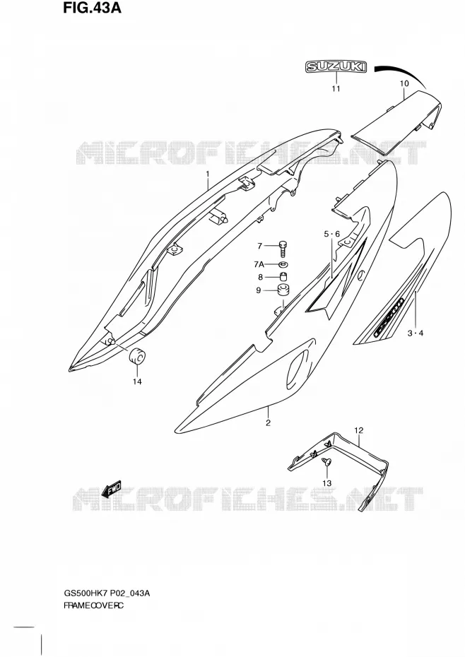 CARENAGES ARRIERE (MODEL K8) Suzuki MOTO 500 GS-F 2007  GS500FH K7 (P02,P19,P54)