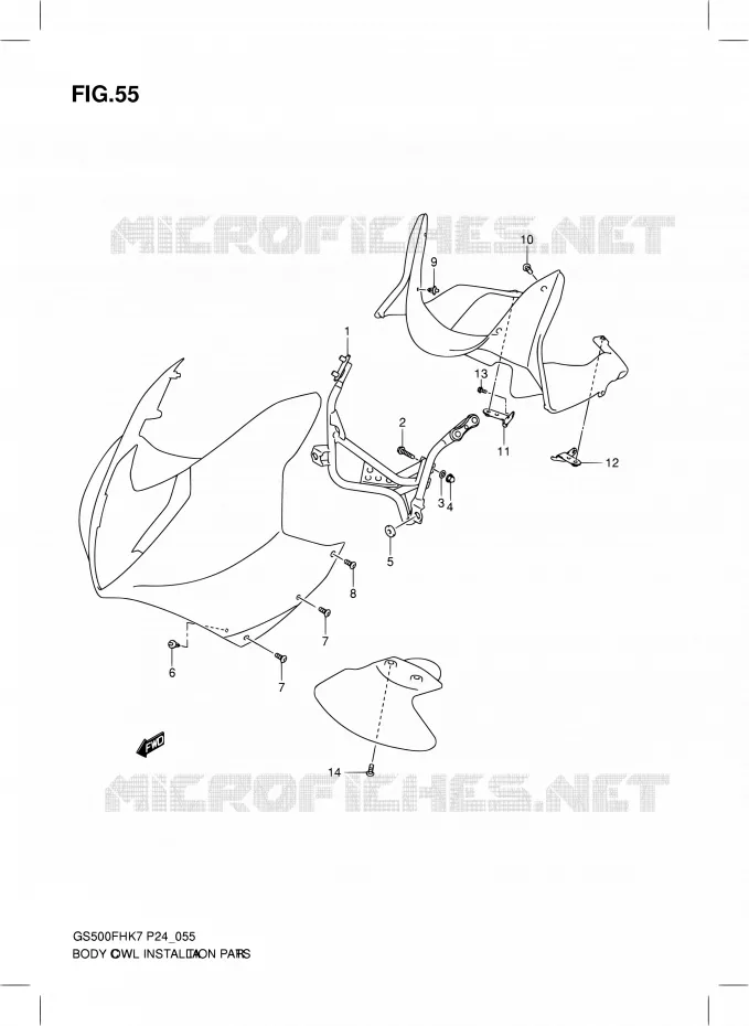 ARAIGNEE AVANT  (GS500FH) Suzuki MOTO 500 GS-F 2011  GS500FHL1(P24)