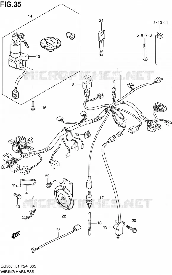 FAISCEAU ELECTRIQUE (GS500H) Suzuki MOTO 500 GS-F 2011  GS500FHL1(P24)