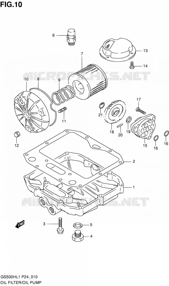 FILTRE A HUILE - POMPE A HUILE (GS500FH) Suzuki MOTO 500 GS-F 2011  GS500FHL1(P24)