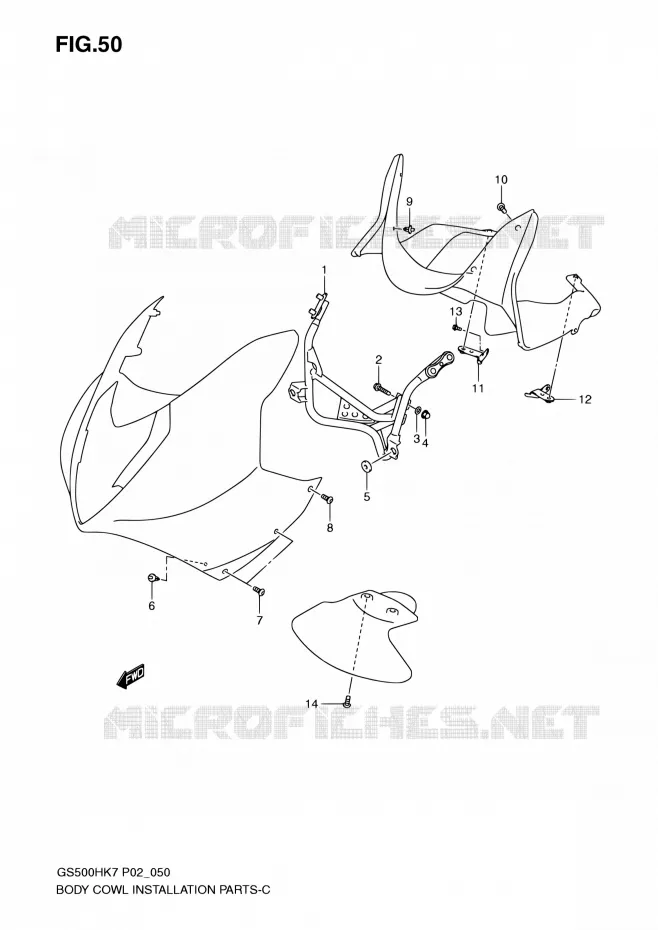 ARAIGNEE AVANT  (WITH COWLING) Suzuki MOTO 500 GS-E 2007  GS500H K7 (P02,P19,P54)