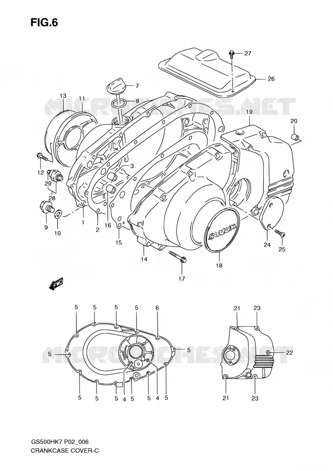 CARTER Suzuki MOTO 500 GS-E 2007  GS500H K7 (P02,P19,P54)