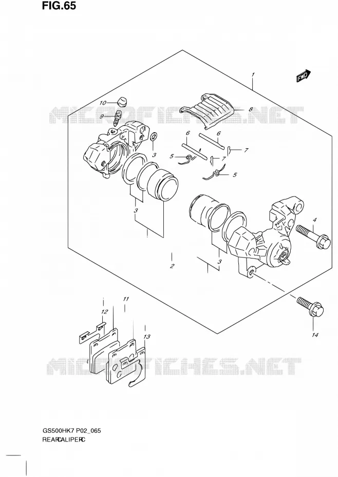 ETRIER DE FREIN ARRIERE Suzuki MOTO 500 GS-E 2007  GS500H K7 (P02,P19,P54)