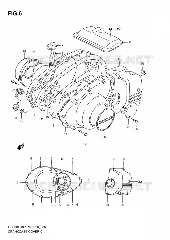 CARTER Suzuki MOTO 500 GS-E 2007  GS500H K7/GS500FH K7 (P03,P28,P33,P95)