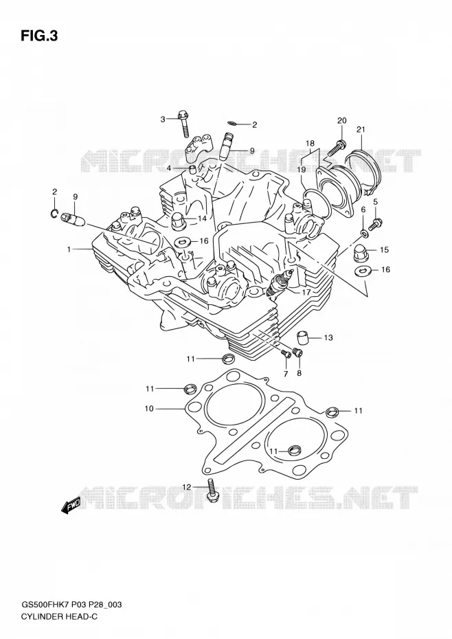 CULASSE Suzuki MOTO 500 GS-E 2007  GS500H K7/GS500FH K7 (P03,P28,P33,P95)