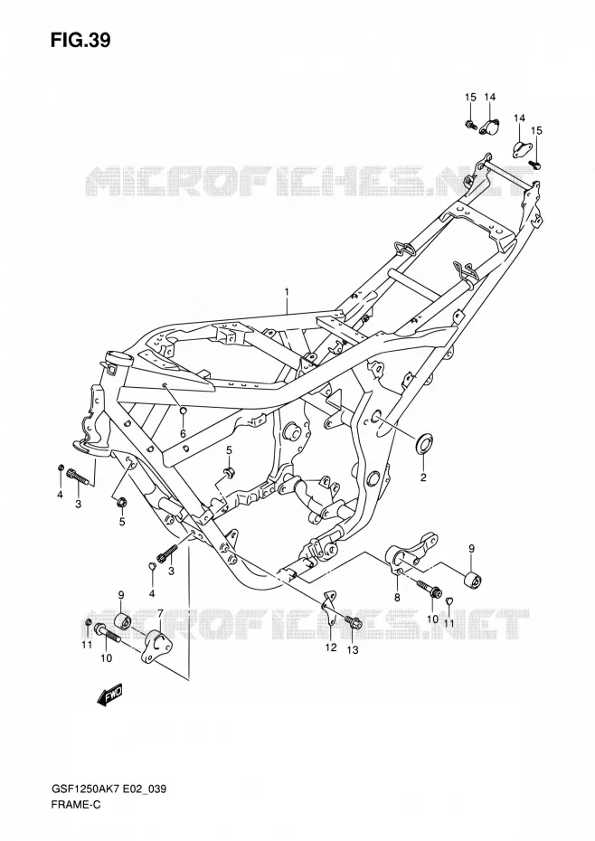 CADRE (MODEL K7/K8) Suzuki MOTO 1250 BANDIT 2007  GSF1250 K7 (E02,E19,E24,E37)