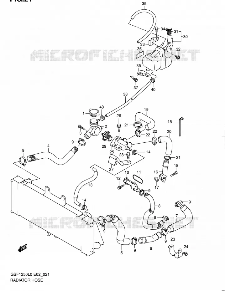 DURITE DE RADIATEUR Suzuki MOTO 1250 BANDIT 2010  GSF1250 L0 (E02,E19,E24)