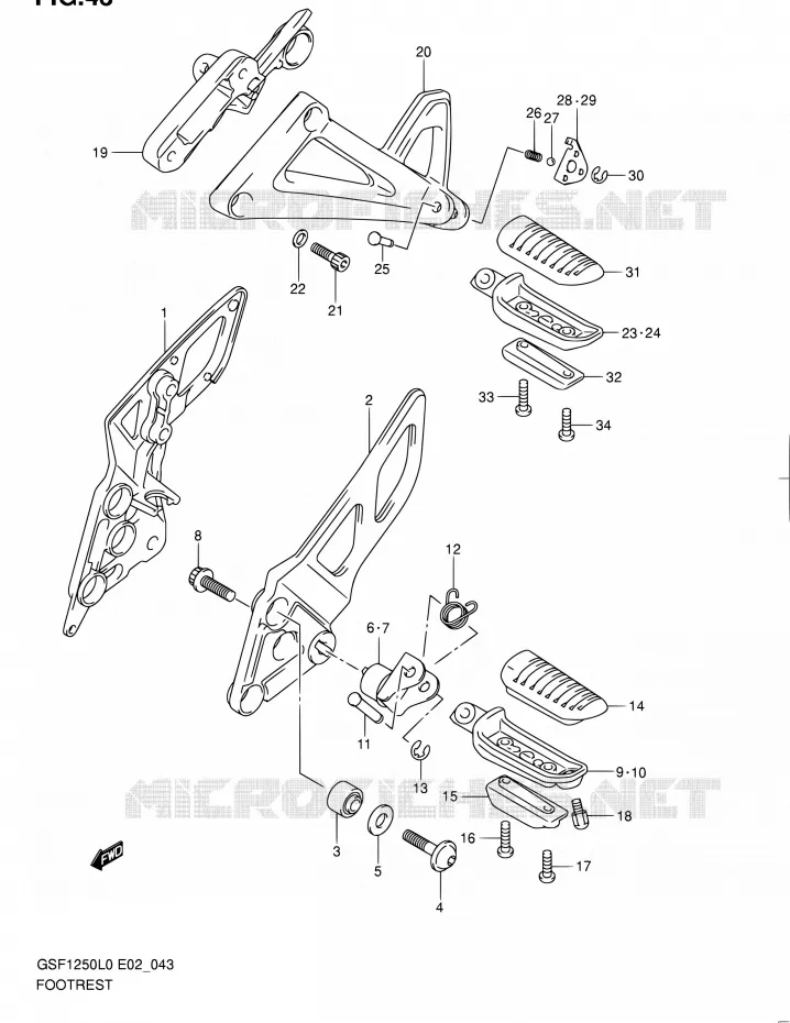 REPOSE PIED Suzuki MOTO 1250 BANDIT 2010  GSF1250 L0 (E02,E19,E24)