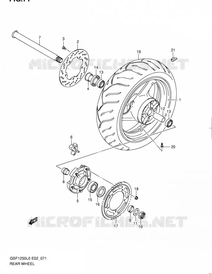 ROUE ARRIERE (GSF1250L0) Suzuki MOTO 1250 BANDIT 2010  GSF1250 L0 (E02,E19,E24)