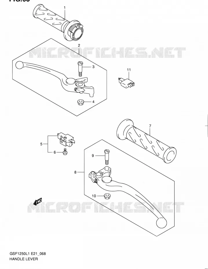 ENSEMBLE LEVIERS - POIGNEES (GSF1250L1 E24) Suzuki MOTO 1250 BANDIT 2011  GSF1250L1