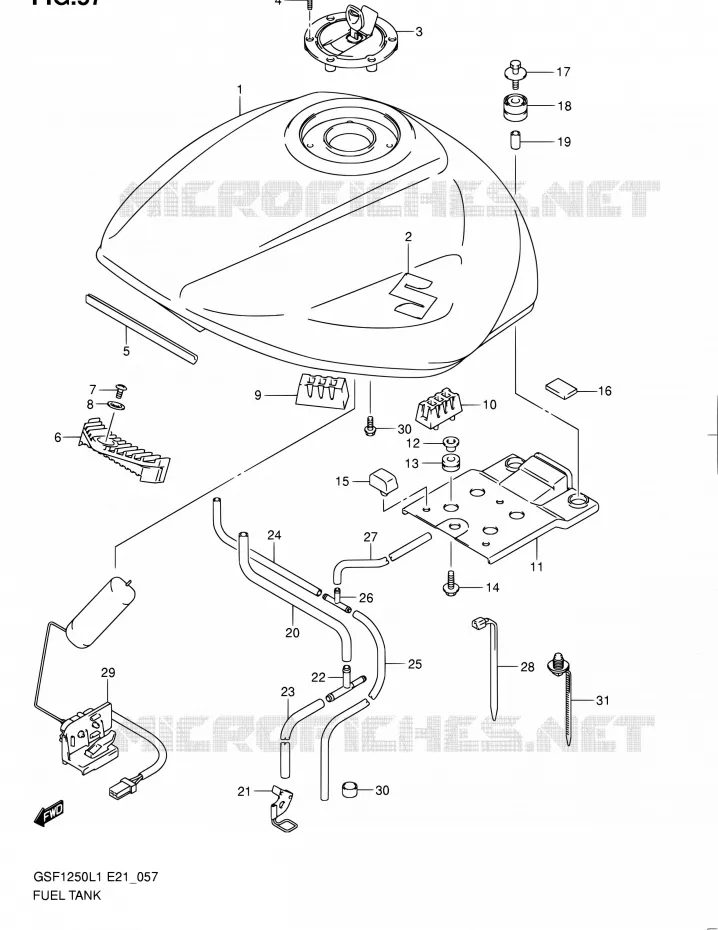 RESERVOIR D'ESSENCE (GSF1250AL1 E24) Suzuki MOTO 1250 BANDIT 2011  GSF1250L1