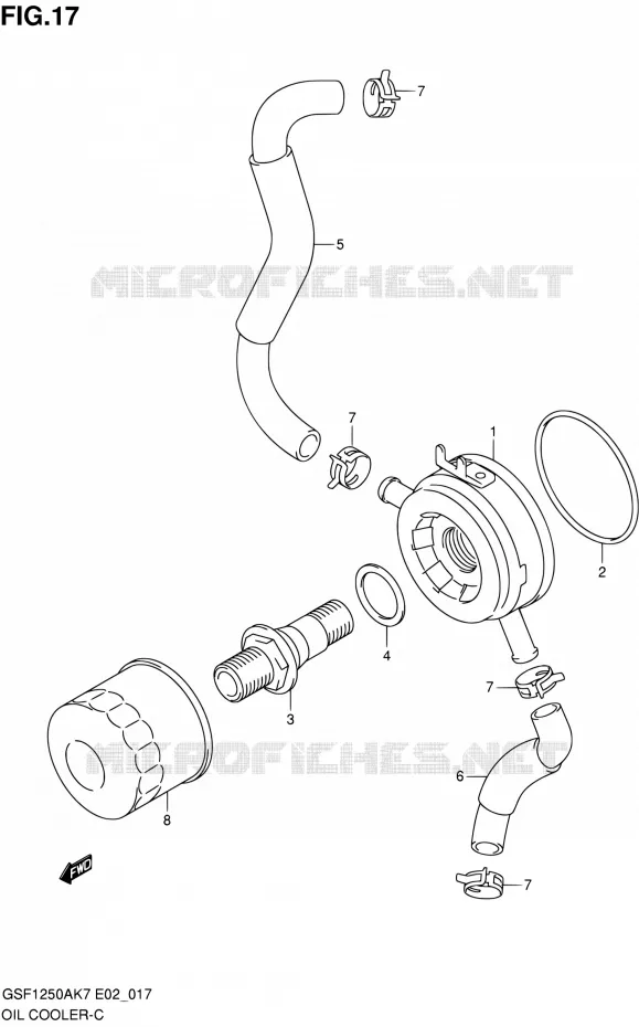 RADIATEUR D'HUILE Suzuki MOTO 1250 BANDIT 2007  GSF1250A K7 (E02,E19,E24,E37)