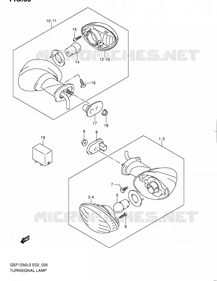 CLIGNOTANTS (E02/E19) Suzuki MOTO 1250 BANDIT 2010  GSF1250AL0(E19,E24)