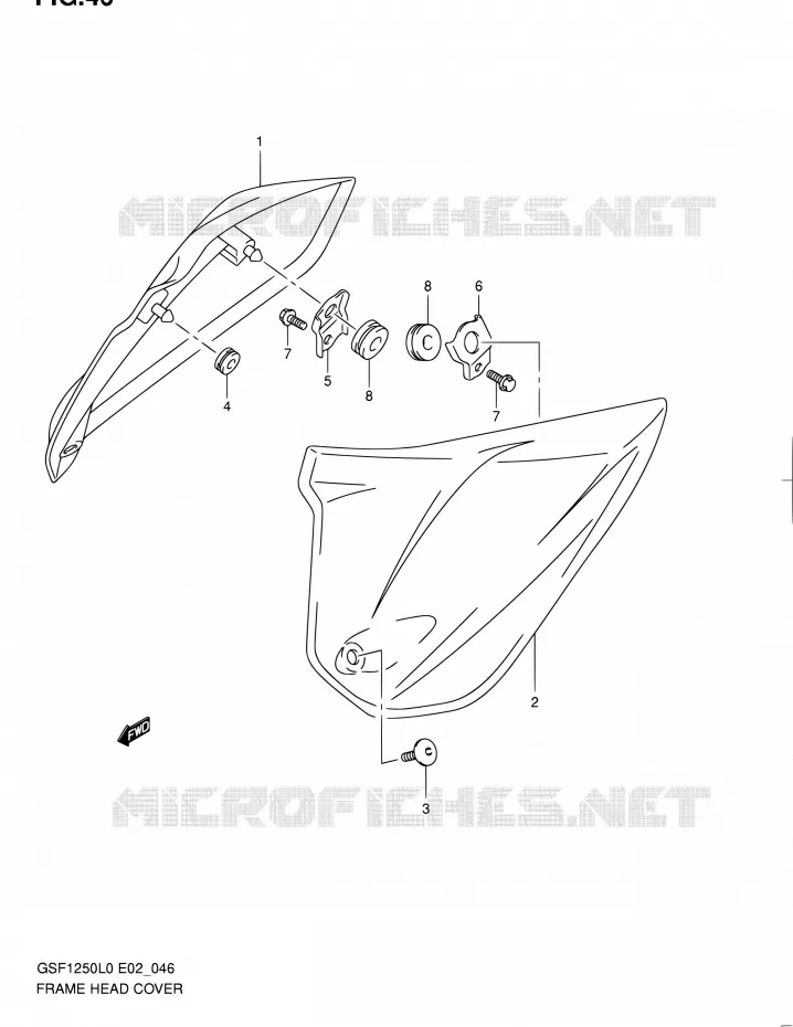 COUVERCLES DE CADRE AVANT Suzuki MOTO 1250 BANDIT 2010  GSF1250AL0(E19,E24)