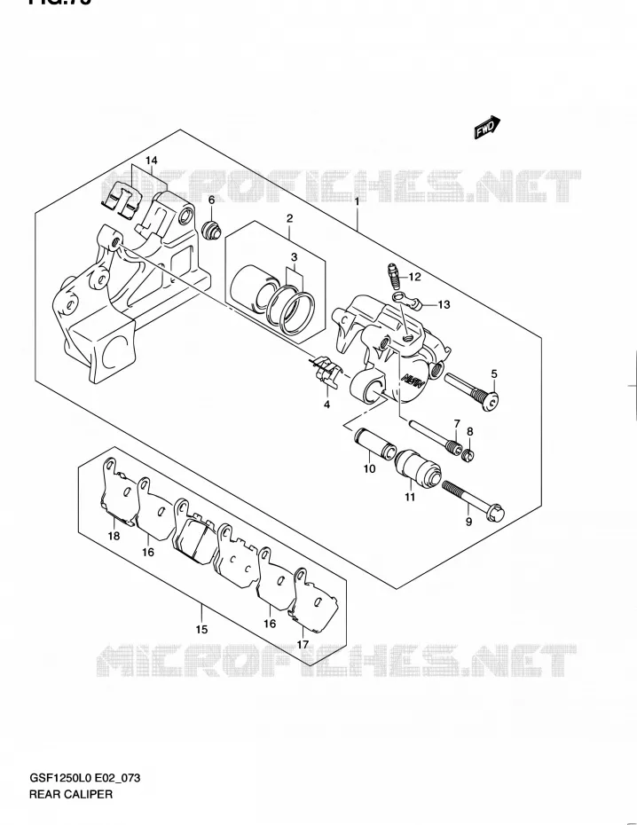 ETRIER DE FREIN ARRIERE (GSF1250L0) Suzuki MOTO 1250 BANDIT 2010  GSF1250AL0(E19,E24)