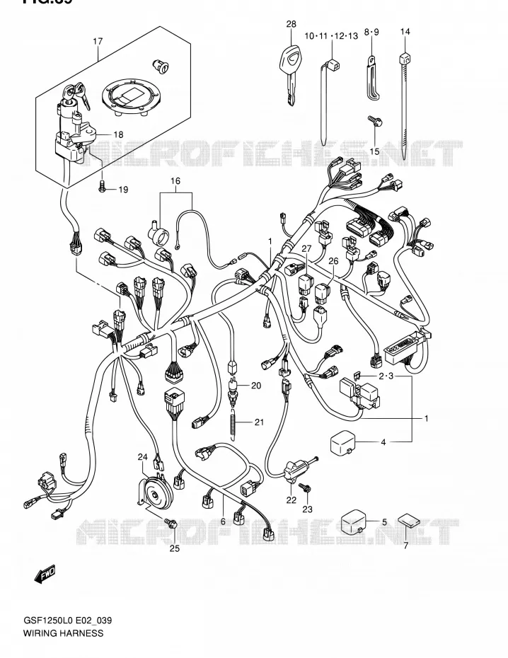 FAISCEAU ELECTRIQUE (GSF1250AL0) Suzuki MOTO 1250 BANDIT 2010  GSF1250AL0(E19,E24)
