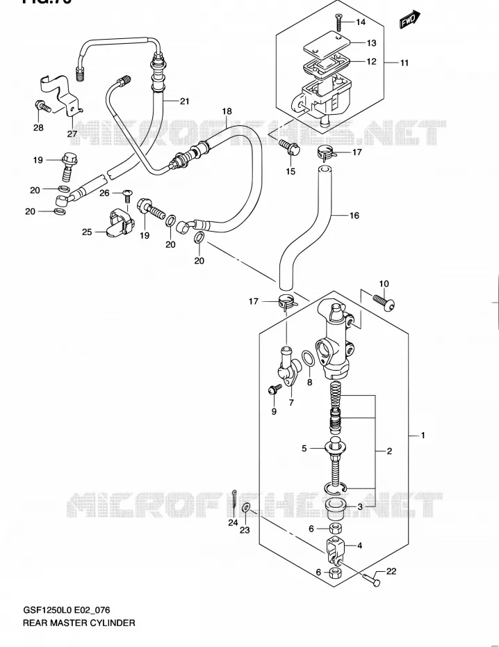MAITRE CYLINDRE ARRIERE (GSF1250AL0) Suzuki MOTO 1250 BANDIT 2010  GSF1250AL0(E19,E24)