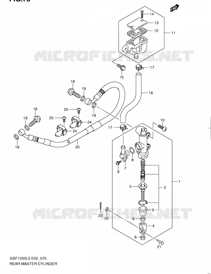 MAITRE CYLINDRE ARRIERE (GSF1250L0) Suzuki MOTO 1250 BANDIT 2010  GSF1250AL0(E19,E24)
