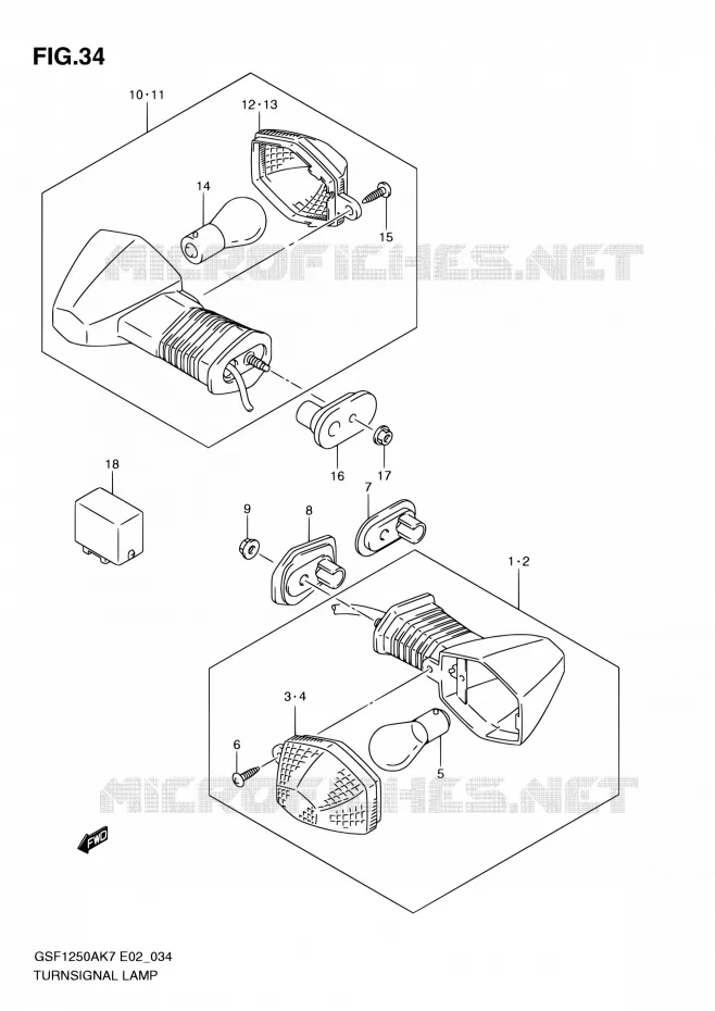 CLIGNOTANTS Suzuki MOTO 1250 BANDIT 2007  GSF1250S K7 (E02,E19,E24,E37)