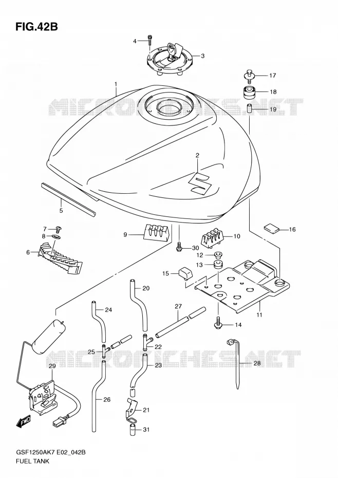 RESERVOIR D'ESSENCE (MODEL L0) Suzuki MOTO 1250 BANDIT 2010  GSF1250S L0 (E02,E19,E24,E37)