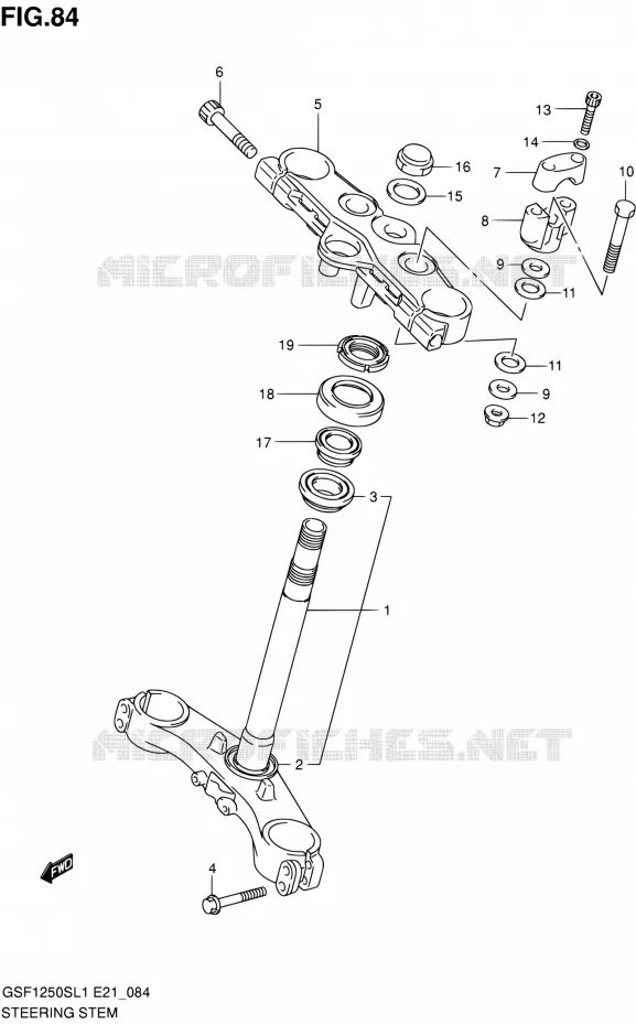 COLONNE DE DIRECTION (GSF1250SAL1 E21) Suzuki MOTO 1250 BANDIT 2011  GSF1250SL1(E24)
