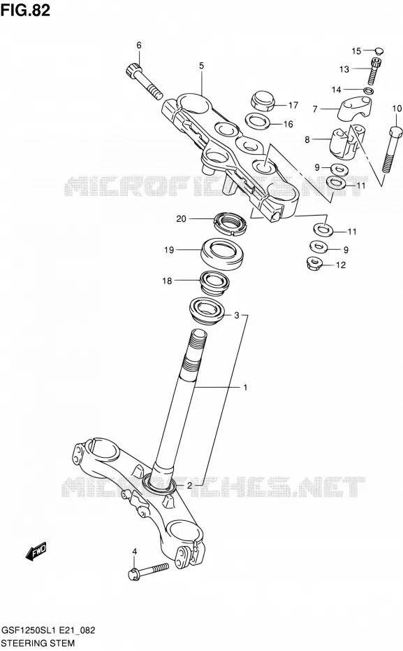 COLONNE DE DIRECTION (GSF1250SL1 E21) Suzuki MOTO 1250 BANDIT 2011  GSF1250SL1(E24)