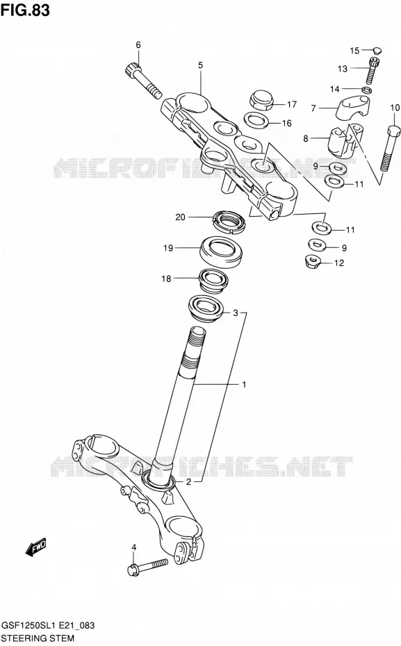 COLONNE DE DIRECTION (GSF1250SL1 E24) Suzuki MOTO 1250 BANDIT 2011  GSF1250SL1(E24)