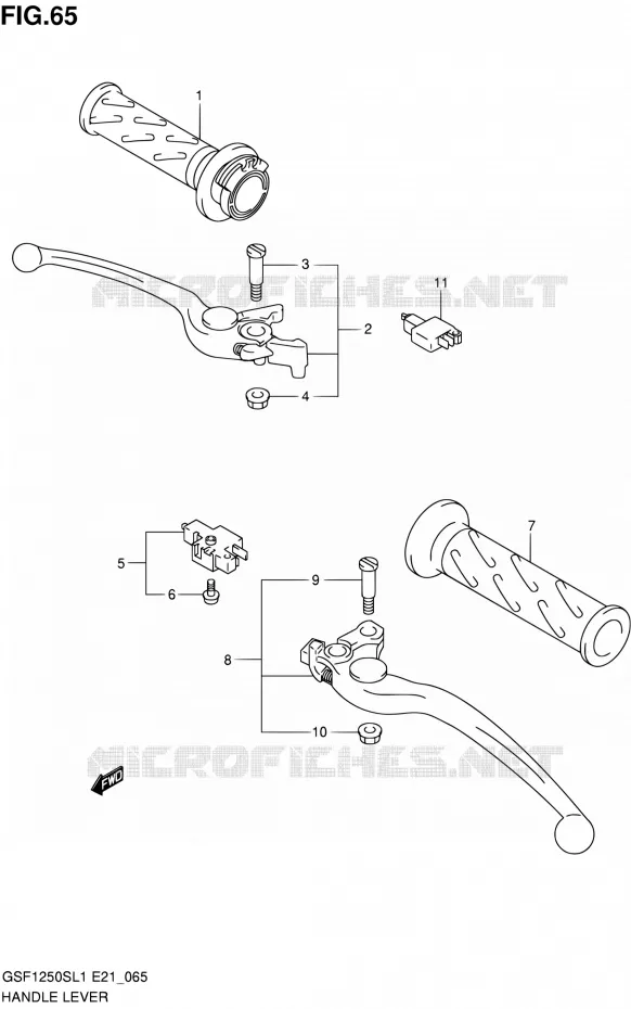 ENSEMBLE LEVIERS - POIGNEES (GSF1250SAL1 E24) Suzuki MOTO 1250 BANDIT 2011  GSF1250SL1(E24)