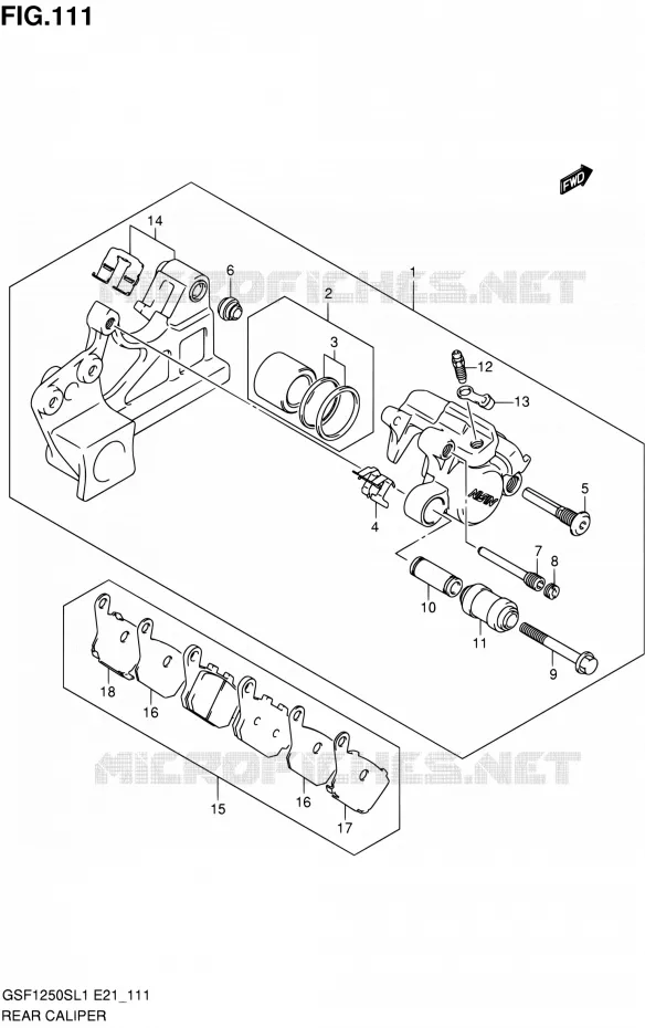 ETRIER DE FREIN ARRIERE (GSF1250SAL1 E24) Suzuki MOTO 1250 BANDIT 2011  GSF1250SL1(E24)