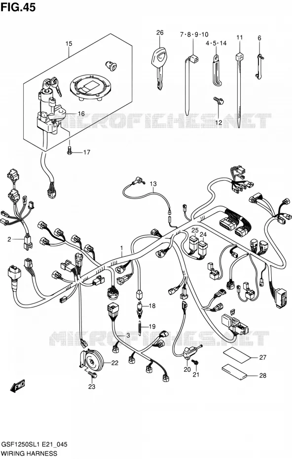 FAISCEAU ELECTRIQUE (GSF1250SAL1 E21) Suzuki MOTO 1250 BANDIT 2011  GSF1250SL1(E24)