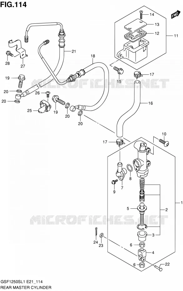 MAITRE CYLINDRE ARRIERE (GSF1250SAL1 E21) Suzuki MOTO 1250 BANDIT 2011  GSF1250SL1(E24)