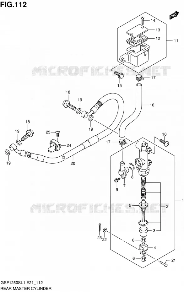 MAITRE CYLINDRE ARRIERE (GSF1250SL1 E21) Suzuki MOTO 1250 BANDIT 2011  GSF1250SL1(E24)