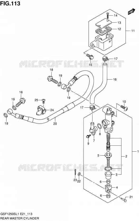 MAITRE CYLINDRE ARRIERE (GSF1250SL1 E24) Suzuki MOTO 1250 BANDIT 2011  GSF1250SL1(E24)
