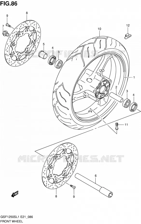 ROUE AVANT (GSF1250SL1 E21) Suzuki MOTO 1250 BANDIT 2011  GSF1250SL1(E24)