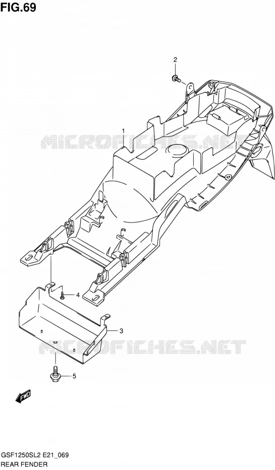GARDE BOUE ARRIERE (GSF1250SAL2 E24) Suzuki MOTO 1250 BANDIT 2012  GSF1250SL2(E24)