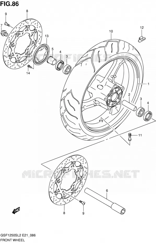 ROUE AVANT (GSF1250SAL2 E24) Suzuki MOTO 1250 BANDIT 2012  GSF1250SL2(E24)