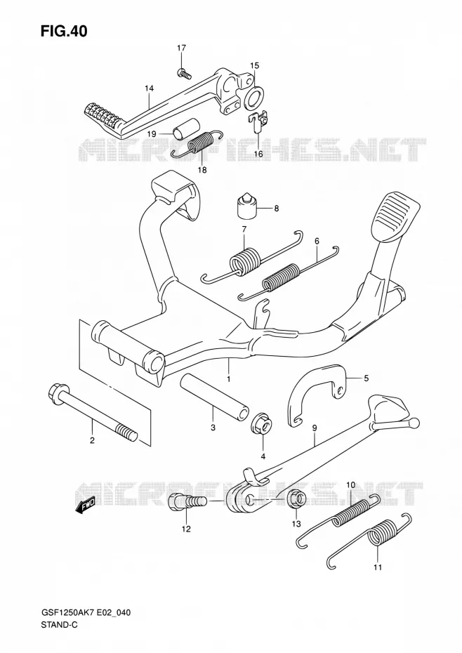 BEQUILLE Suzuki MOTO 1250 BANDIT 2007  GSF1250SA K7 (E02,E19,E24,E37)