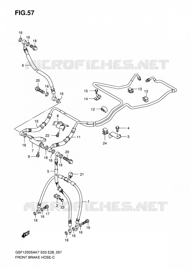 DURITE DE FREIN AVANT (GSF1250SAK7/SAK8/SAK9) Suzuki MOTO 1250 BANDIT 2007  GSF1250SA K7 (E03,E28,E33)