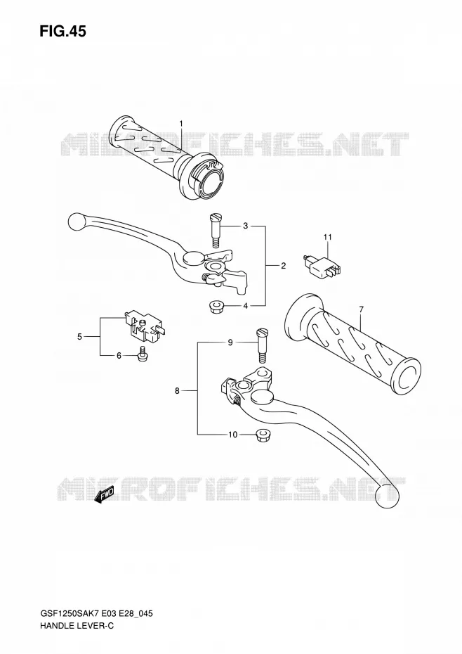 ENSEMBLE LEVIERS - POIGNEES Suzuki MOTO 1250 BANDIT 2007  GSF1250SA K7 (E03,E28,E33)