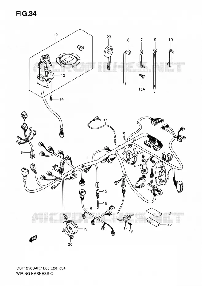 FAISCEAU ELECTRIQUE (GSF1250SAK7/SAK8/SAK9) Suzuki MOTO 1250 BANDIT 2007  GSF1250SA K7 (E03,E28,E33)