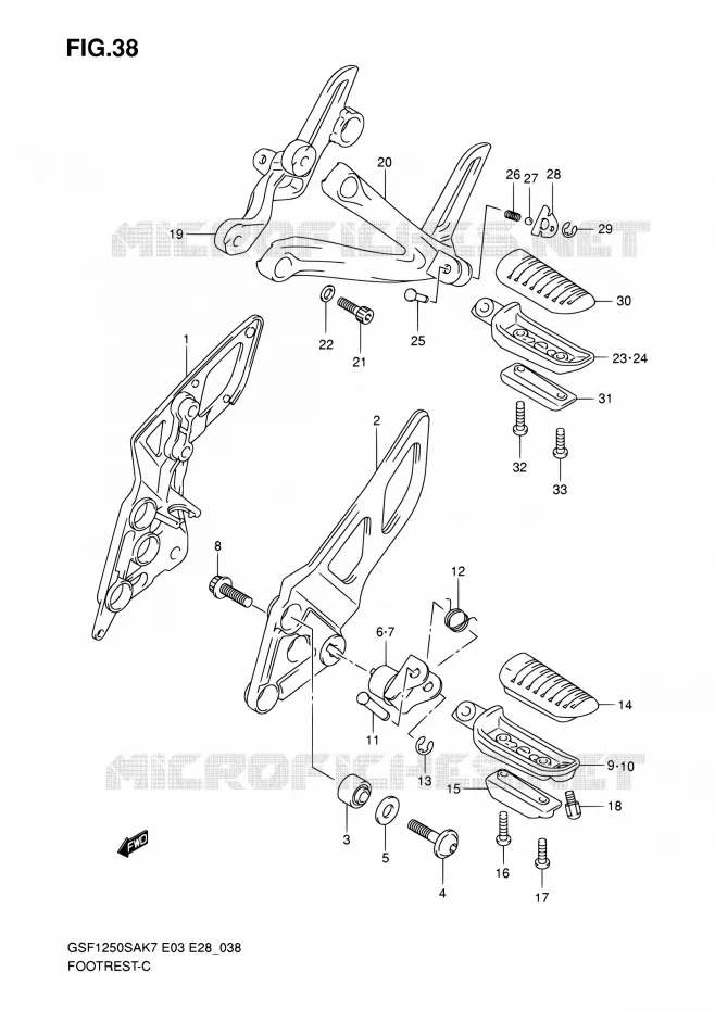 REPOSE PIED Suzuki MOTO 1250 BANDIT 2007  GSF1250SA K7 (E03,E28,E33)