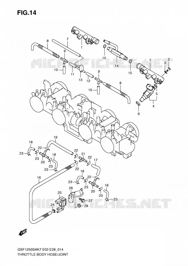 SYSTÈME D'INJECTION Suzuki MOTO 1250 BANDIT 2007  GSF1250SA K7 (E03,E28,E33)