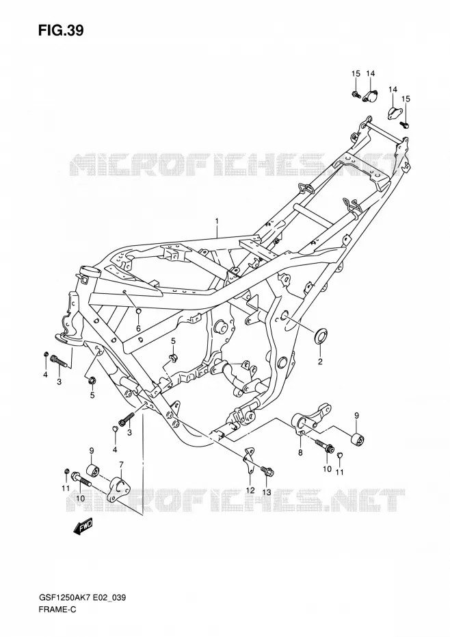CADRE (MODEL K7/K8) Suzuki MOTO 1250 BANDIT 2008  GSF1250SA K8 (E02,E19,E24,E37)