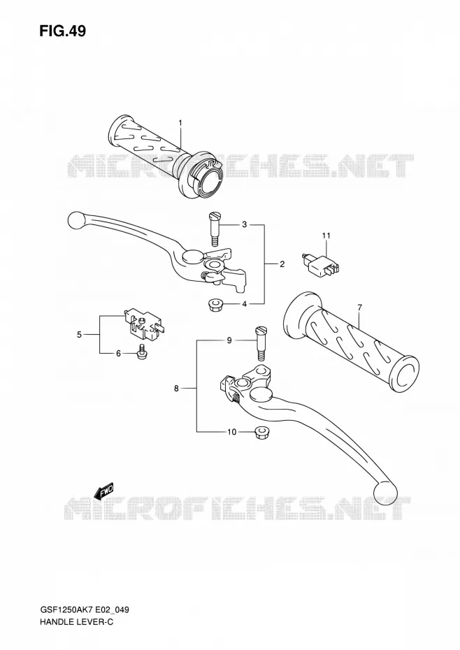 ENSEMBLE LEVIERS - POIGNEES Suzuki MOTO 1250 BANDIT 2008  GSF1250SA K8 (E02,E19,E24,E37)