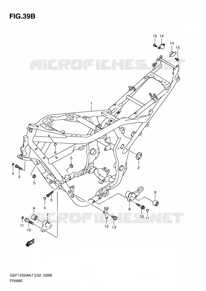 CADRE (MODEL L0) Suzuki MOTO 1250 BANDIT 2010  GSF1250SA L0 (E02,E19,E24,E37)