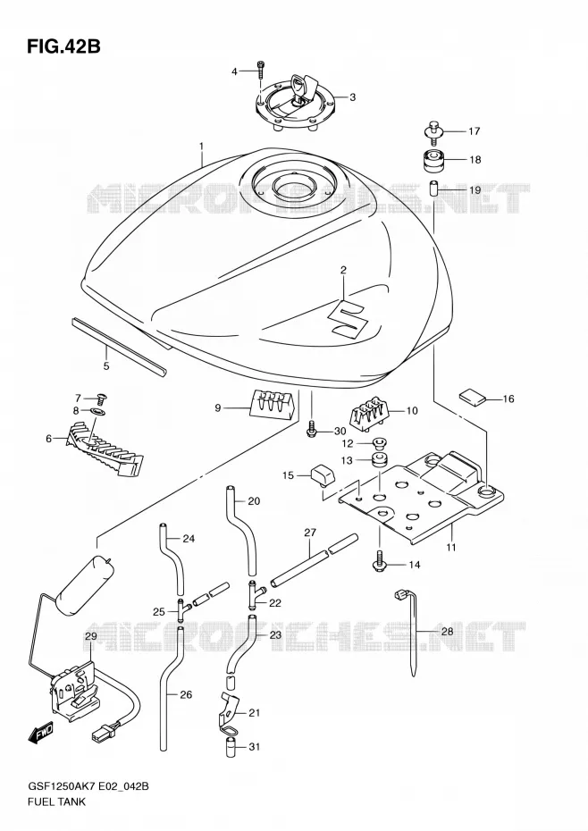 RESERVOIR D'ESSENCE (MODEL L0) Suzuki MOTO 1250 BANDIT 2011  GSF1250SA L0 (E02,E19,E24,E37)