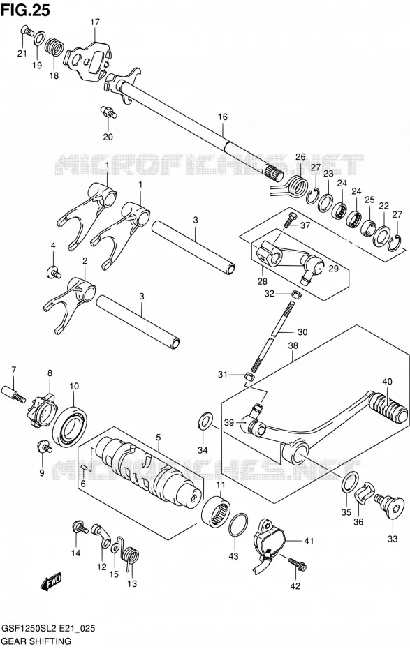 ENSEMBLE SELECTEUR DE VITESSES Suzuki MOTO 1250 BANDIT 2012  GSF1250SAL2(E21)